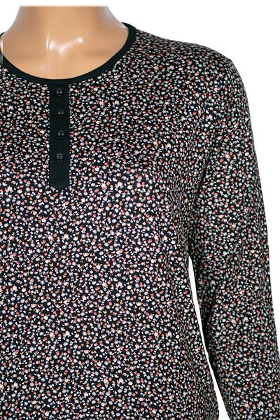 Pıtırcık Cimariva Women's Vera Large Size O Neck Cotton Combed Black Blouse