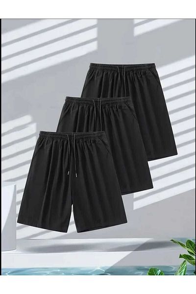 SURMARİ Σετ 3 άνετα αθλητικά σορτς Unisex χτενισμένα βαμβακερά