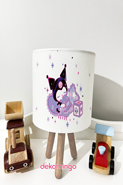 dekomingo Beyaz Bulutlu Kuromi Desenli Bebek Çocuk Odası Masaüstü Abajur