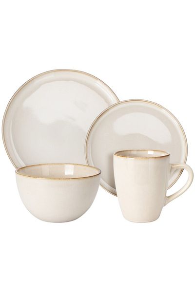 Tavola Dinner Set Of 16 Plates Set Stoneware Beige Collection Dishwasher Microwave