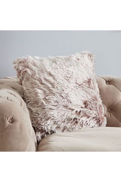 Home Box Faux Sheep Skin Cushion Polyester Dyed Brown