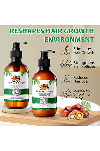 NOVA KISS Set premium pentru creșterea părului, șampon și balsam cu ulei de batana, NOVA KISS® 2 x 300 ml