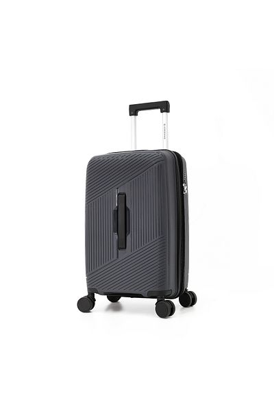 Giordano Hardshell PP Luggage Trolley Bag 20 inch Cabin Size With Double Spinner Wheels,Grey
