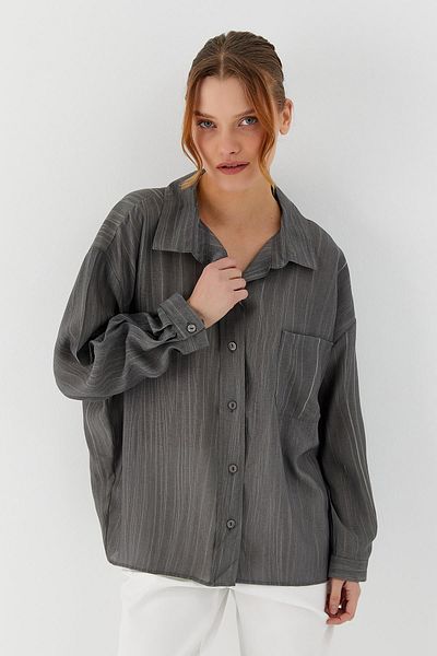 Shopping Shop Cămașă oversize cu buzunare ANTRACIT