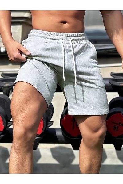 SURMARİ Άνετο Unisex χτενισμένο βαμβακερό αθλητικό σορτς