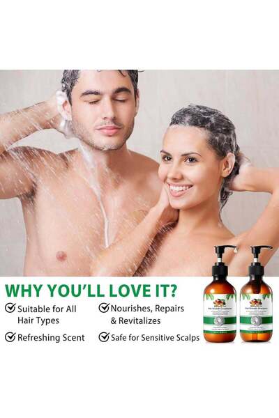 NOVA KISS Set premium pentru creșterea părului, șampon și balsam cu ulei de batana, NOVA KISS® 2 x 300 ml