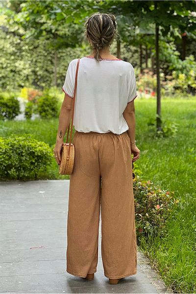 Nevin Kaya Moda Biscuit Color Salsa Wrap Pants