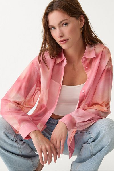 Stradivarius Flowing Printed Daily Shirt Adha