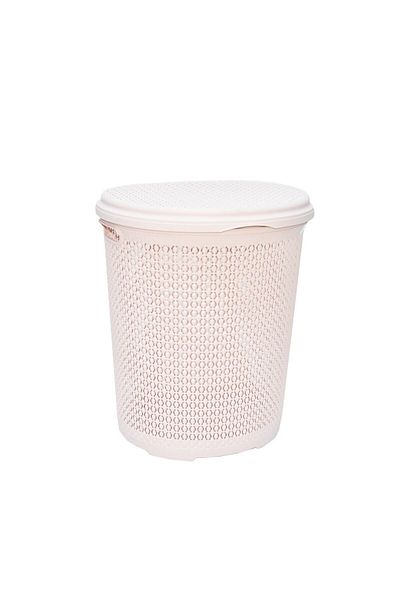Generic Large plastic laundry basket with lid and handles in pink