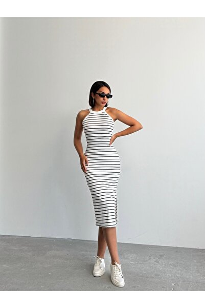 BEJNA Rochie elastică cu dungi pentru damă