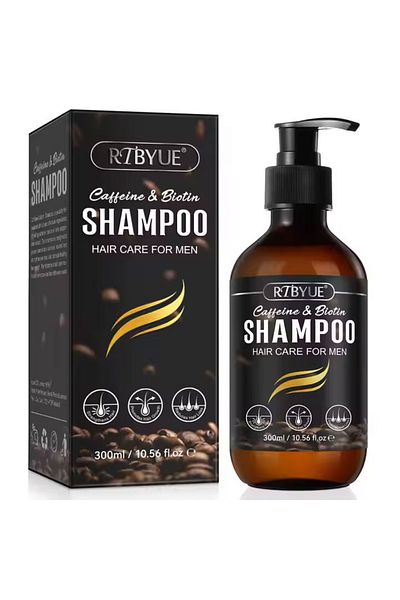 NOVA KISS Premium Men's Shampoo With Caffeine, Biotin, Castor Oil And Mint For Hair Growth, 300 ml