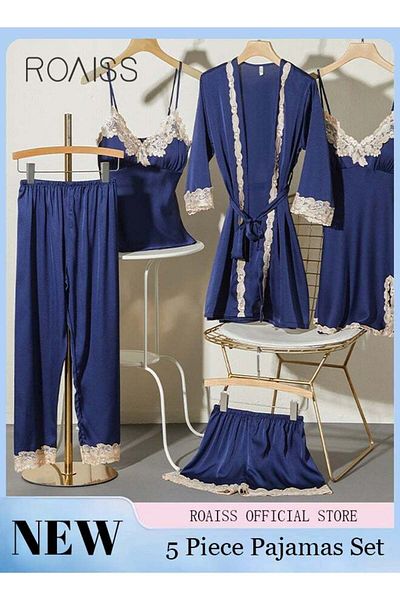 ROAISS 5-Pack Women's Pyjama Set Sling with Chest Pad Nightdress Sweet Sleepwear