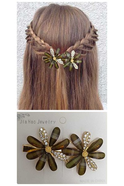 Eva Rose 1 Piece Zircon Stone Metal Look Flower Collet Buckle Flower Buckle
