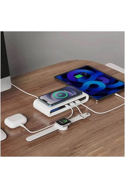 MACVI Incarcator fara fir Macvi® 4 in 1 cu conectare USB-C si 2 sloturi USB