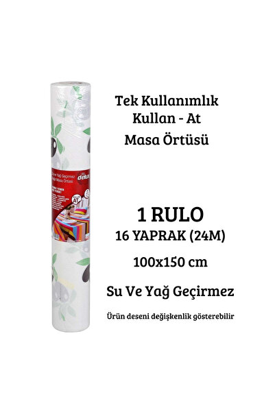 ELDİPA Kullan At Masa Örtüsü 24 Metre | 16 lı Rulo 100x150 cm | Su ve Yağ Geçirmez | Tek Kullanımlık