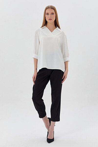 Shopping Shop V Yaka Karpuz Kol Gömlek EKRU