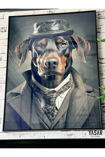 YASAR CONCEPT The Dogfather Kristal Epoksi Taşlı Köpek Reçine Tablo 60x80 Cm