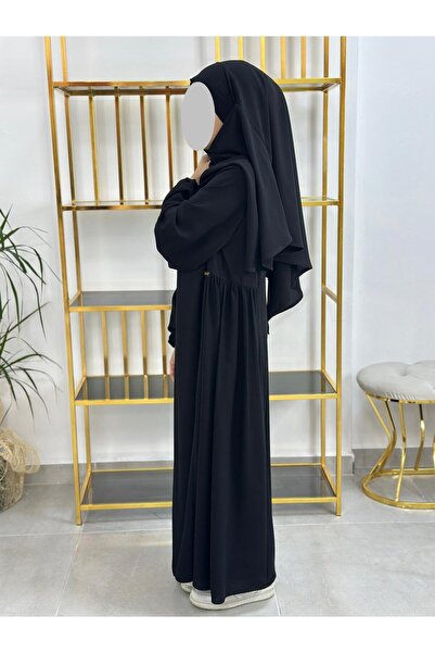 erasra class Kız çocuk tesettür elbise,sufle eşarp takım siyah