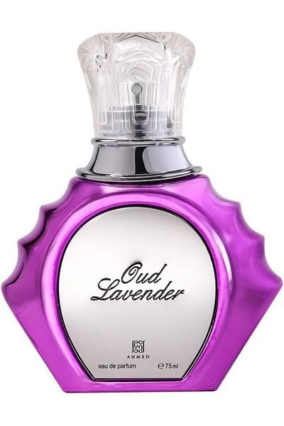 AHMED Al Maghribi Oud Lavender Eau De Parfum 75ml, Diamond Bottle, Floral Woody Fragrance with Hyaci