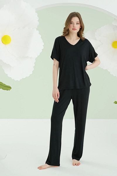 NBB Set de pijamale cu decolteu în V, modal, elastic, viscoză și lycra