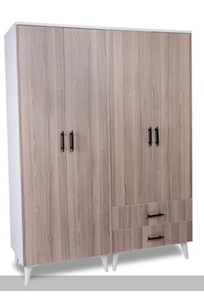 OnurEvimde 4 Kapaklı Askılı Çekmeceli Dolap Raflı Dolap Çok Amaçlı Dolap Kuru...