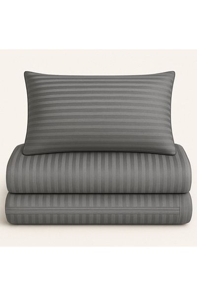 Pazar Home Bedding مفرش نفر ونص فندقي مقلم من 4قطع- نارسس 300 غرزة- بحشوة ثابتة