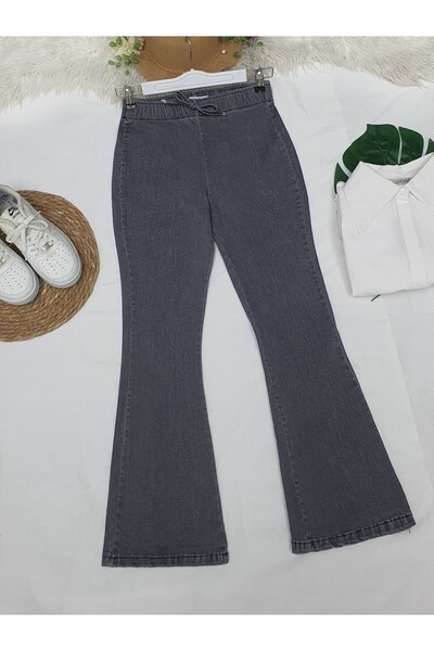 HİJABAYA İspanyol Paça Bağcık Detaylı Kot Pantolon