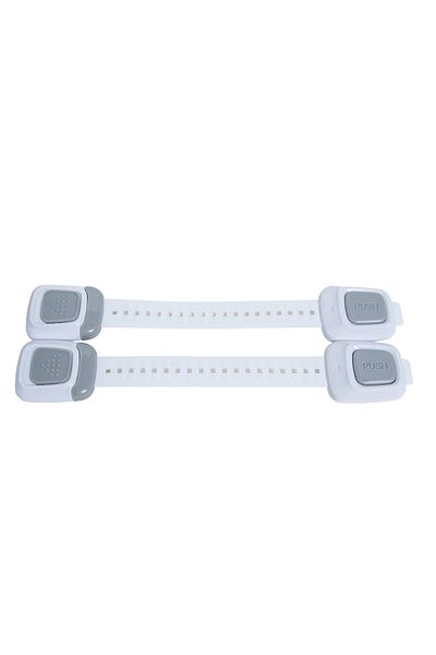 zola Set of 2 white child safety locks, cabinet/fridge/drawer, adhesive tape, 24.5 cm long