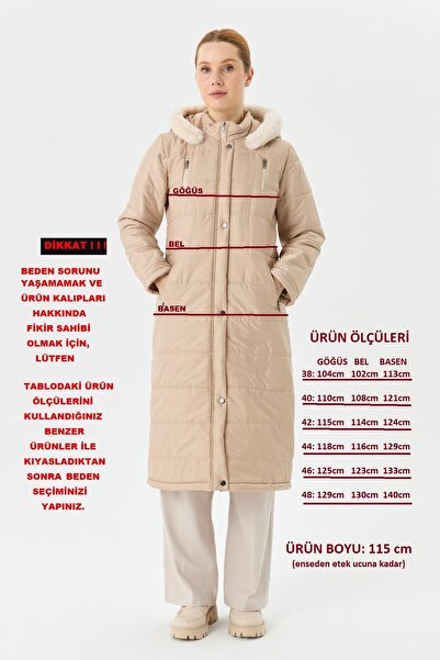 Günay Karaca Γυναικείο χειμερινό παλτό με επένδυση από πάπλωμα και χοντρές ίν...