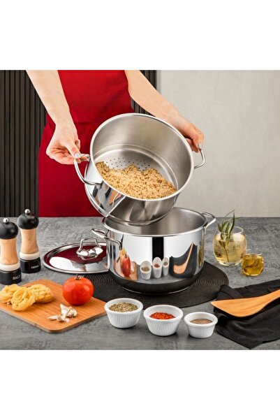 ÖZLİFE Ela 3 Pieces 24 Cm Pot with Strainer