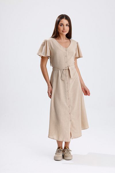 jöns since 1997 Women's V-Neck Belted Linen Long Dress