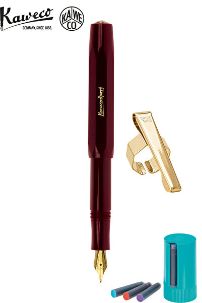Kaweco WizDesign Klasik Sport Dolmakalem Bordo M Uç + Kartuş Kutusu 8'li Karı...