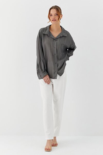 Shopping Shop Πουκάμισο Oversize με τσέπες ANTHRACITE