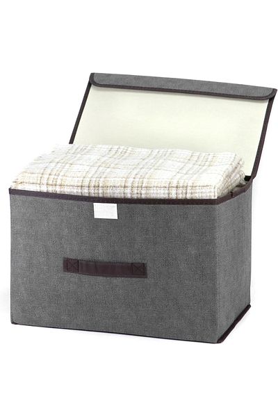Primo Plus Pack Of 4 Foldable Storage Box With Lid Grey 36x23x24cm