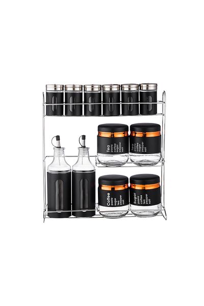 ABAREEK 12-piece stainless steel glass spice jar set with oiler