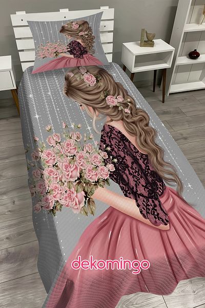 dekomingo Baby Girl and Children's Room Pichet Set with Bouquet