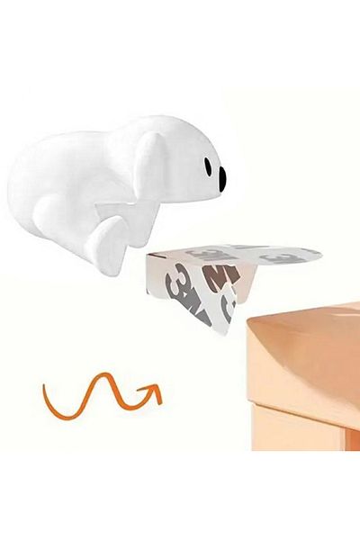 zola Set of 4 corner protectors, white puppy pattern, made of silicone, 4.2x3.8 cm, white