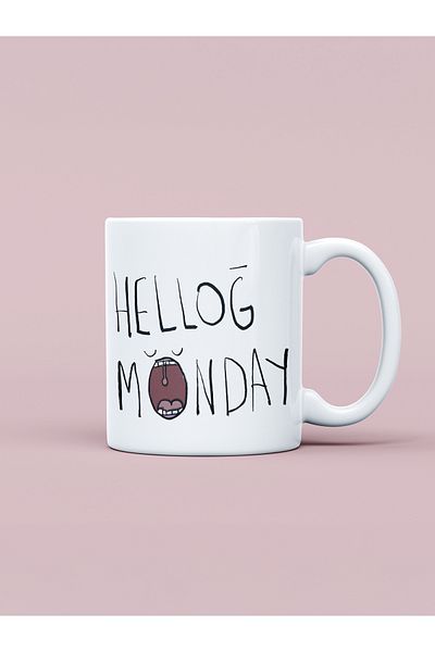 daystore كوب مطبوع عليه Hellog Monday