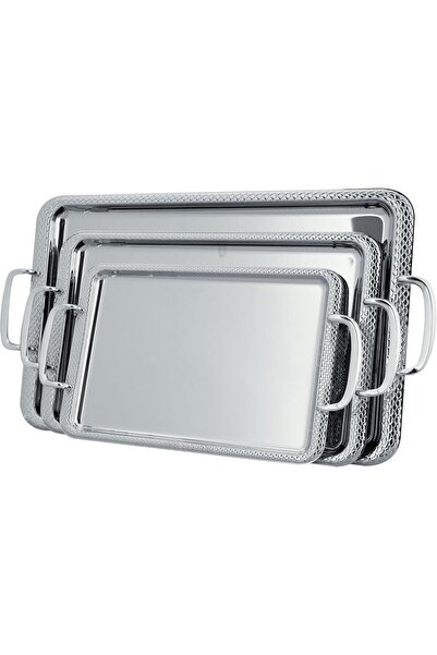 ALSAIF 3-piece serving tray set with side handles, modern and elegant design,...