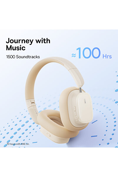 Baseus Baseus Bowie H1i Noise-Cancellation Wireless Headphones - 100H Playtime ANC Headset - White