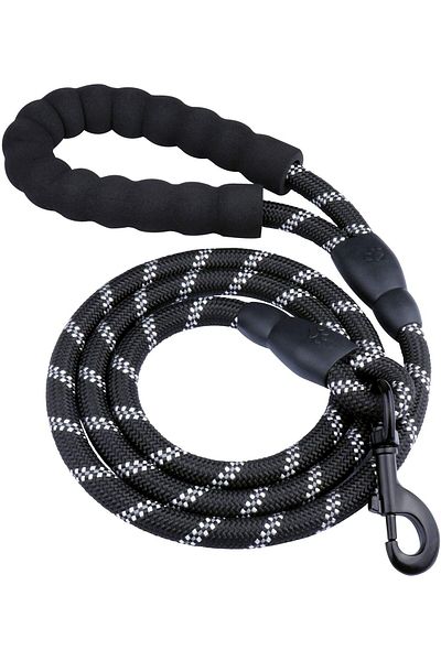 zola Lesa pentru caini, reflectorizanta, maner cu spuma, neagra, 3M