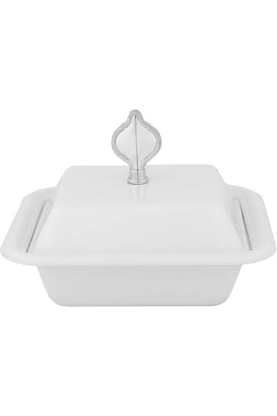 ALSAIF Date Serving Bowl By , Size: 15.8 Cm X 15.8 Cm, Color: Ivory White/chrome