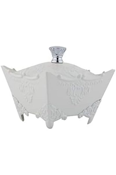 ALSAIF Date Bowl With Lid By - Large Size, Ivory/chrome Color, 1 Piece