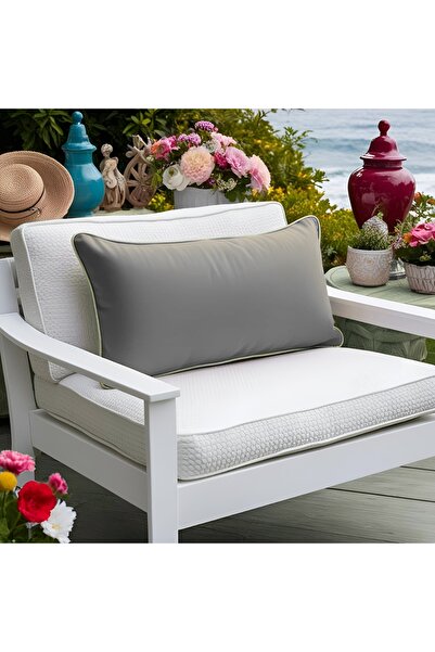 Bc Home Altın Kenar Biyeli Gri Dikdörtgen Kırlent Kılıfı Yumuşak Dokulu 1 Ade...