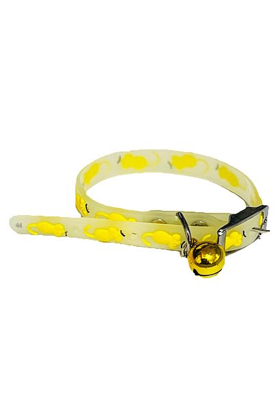 zola Puppy collar, transparent-fluorescent, 27x1.1 cm, silicone, yellow mouse pattern