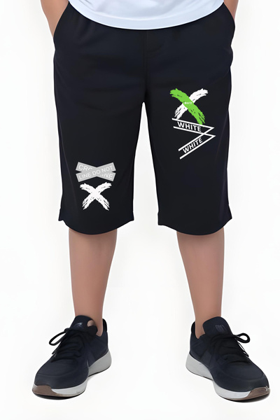 FYK KİDS Capri neagră pentru băiat - Set pantaloni scurți și bermude imprimate
