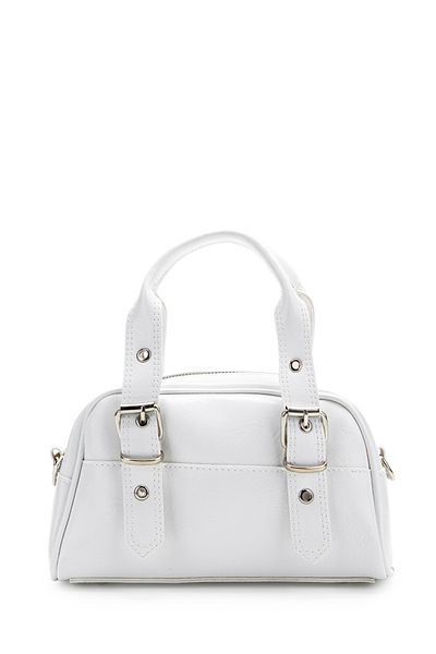 minebag Γυναικεία τσάντα χιαστί Ojos White Faux Leather με διπλή αγκράφα