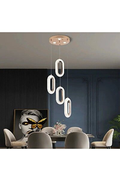 burenze Modern Sarkıt Led Avize Dörtlü Sarkıt Ledli Avize Gold Sarı Gün Işığı