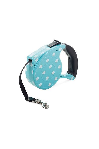 zola Lesa mecanica pentru caini,5 m, greutate maxima suportata 15 kg, albastra cu buline albe
