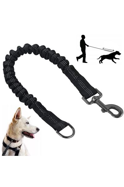 zola Amortizor pentru lesa de dresaj,cu carabina si inel din metal, lungime 95 cm, negru